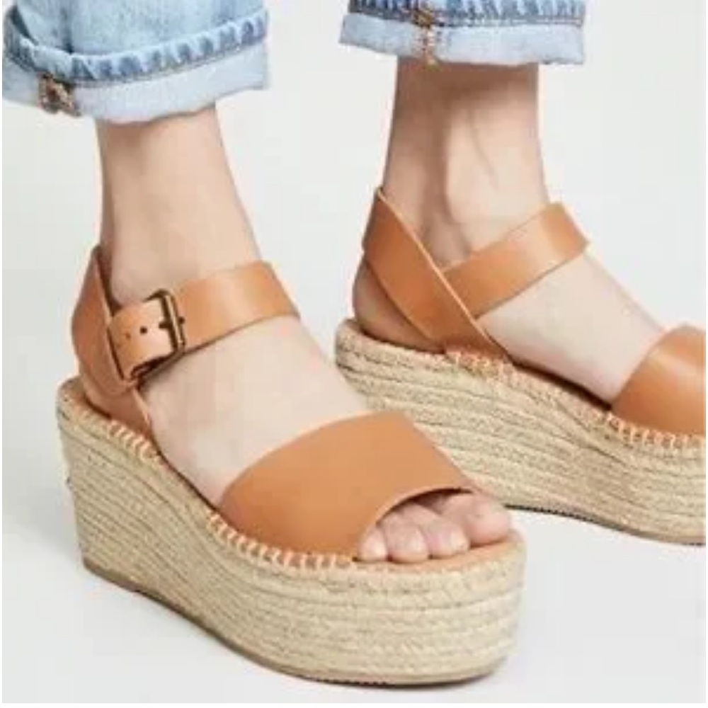 Soludos Minorca Leather Espadrille Platform Sandals size 8.5